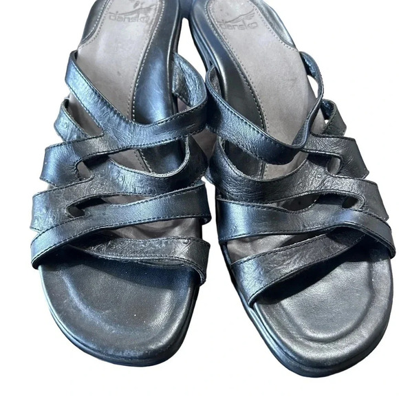 Dansko Slip on Strappy Sandals Size 39 black leather - Picture 3 of 12